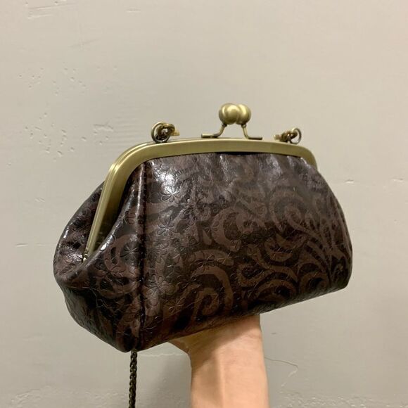 Handmade Genuine Leather Floral Embossed Clutch/Shoulder Bag/Crossbody - Picture 3 of 14